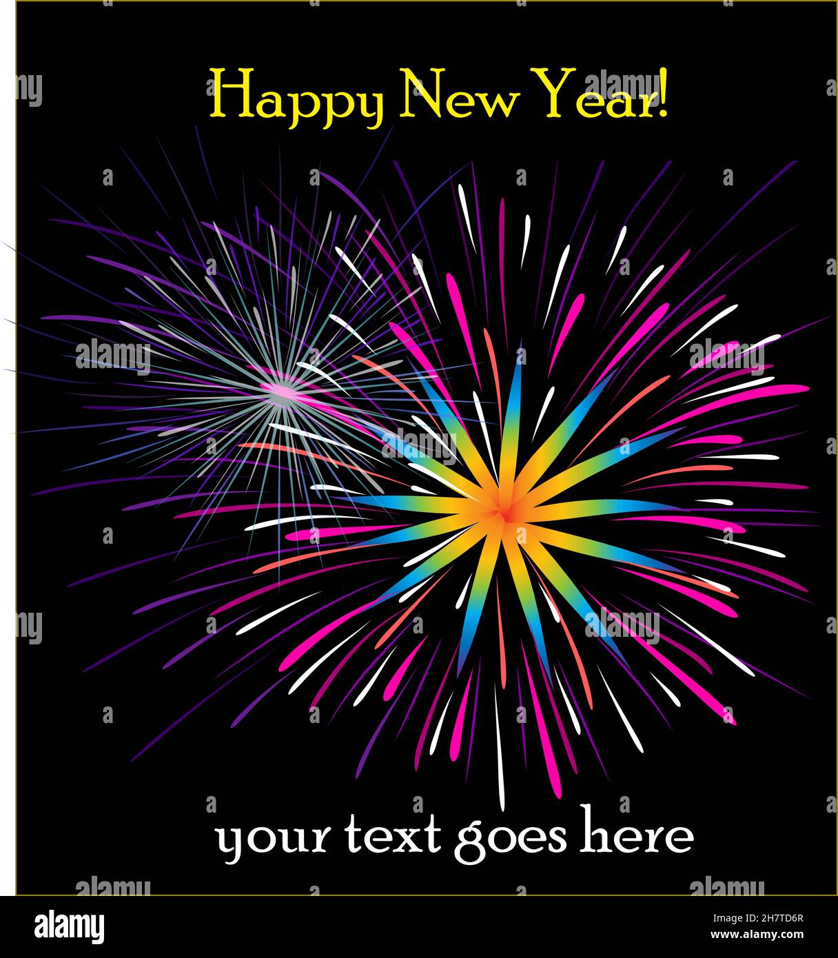 New Year fireworks vector illustration isolated on a black background Stock Vector