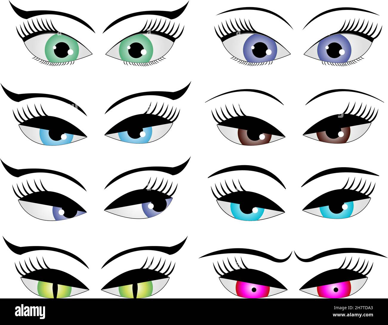 Female cartoon eyes isolated over white background vector illustration