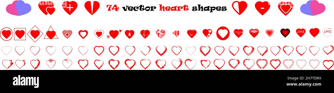 Heart vector icons set isolated over white background Stock Vector ...