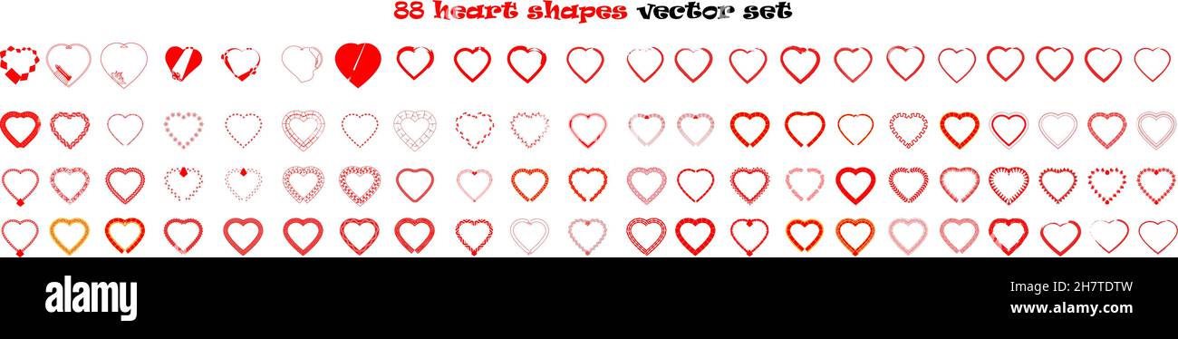Heart vector icons set isolated over white background Stock Vector ...
