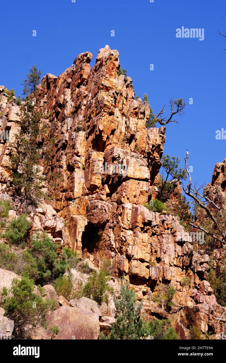 Rocky outcrop in the Warren Gorge in Flinders Ranges in Australia Stock Photo