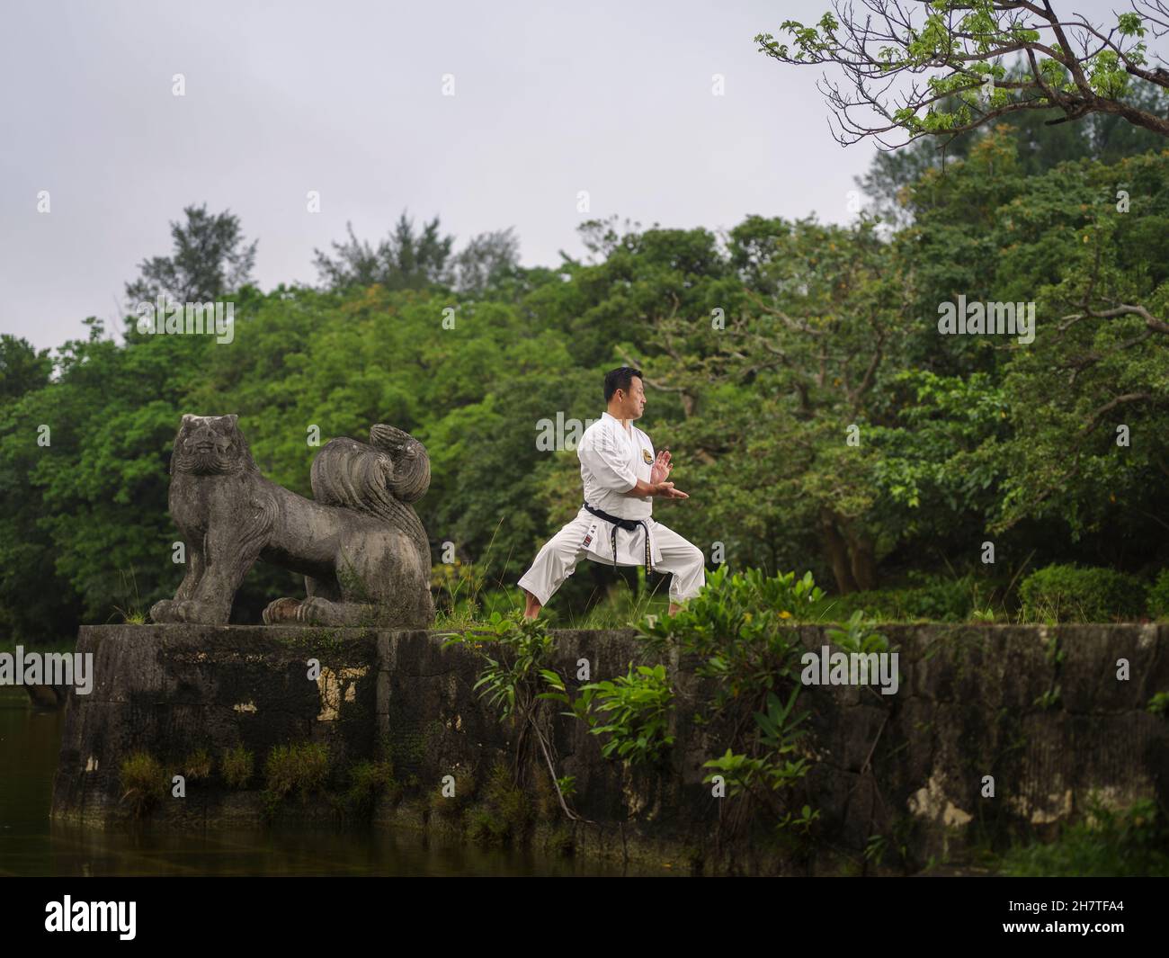Norihiko Masuda training karate in Okinawa, Japan Okinawa Gojuryu Karatedo Kyokai Kyoshi 7th