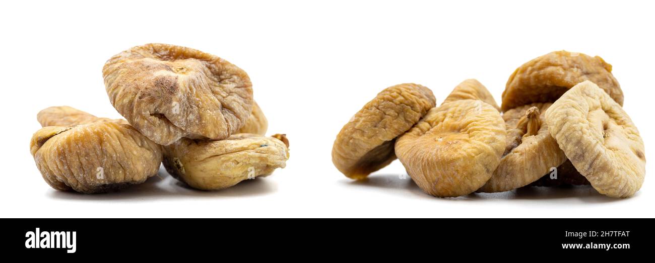dried figs isolated on a white background. close-up nuts Stock Photo