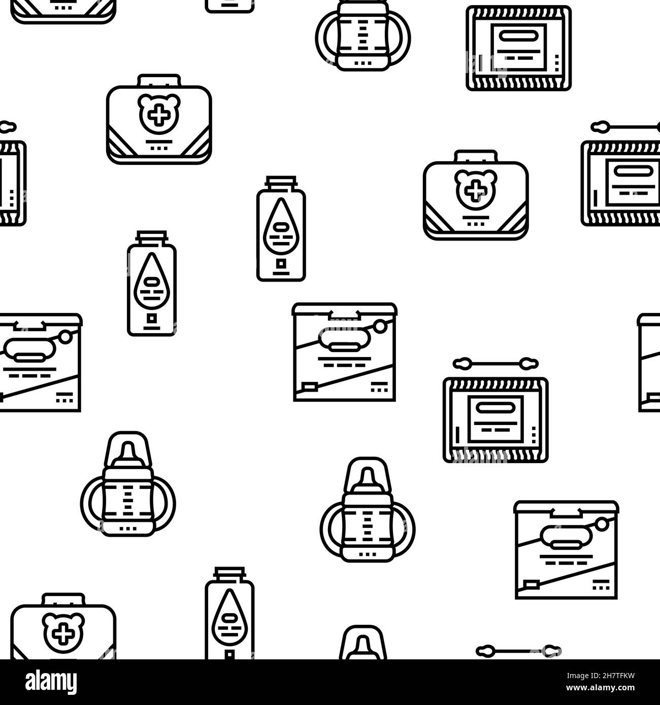 Baby Accessories And Equipment Vector Seamless Pattern Stock Vector ...