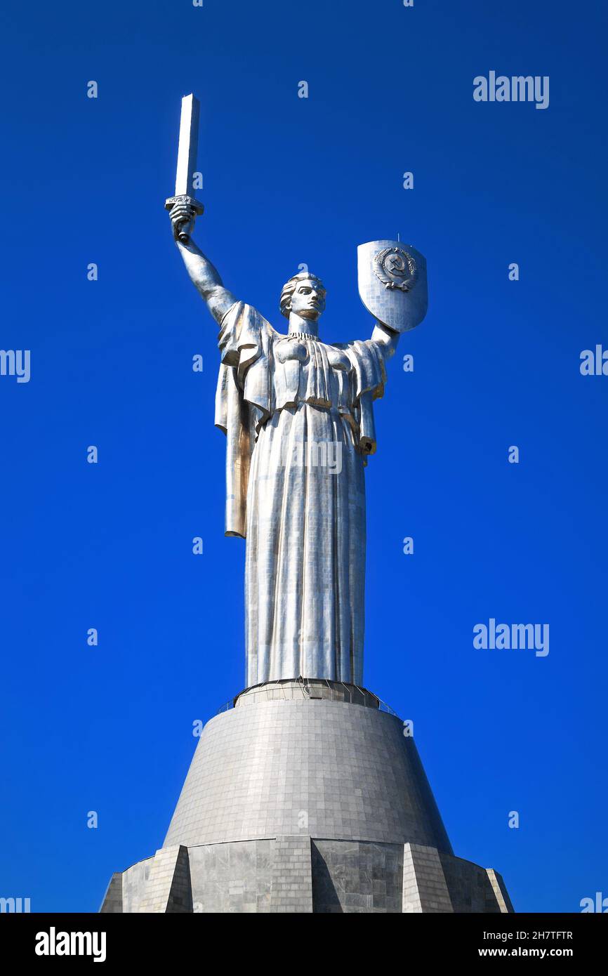Mother Motherland, Kiev, Ukraine. The 2 biggest statue in Europe, the 7 biggest statue in the world. Stock Photo