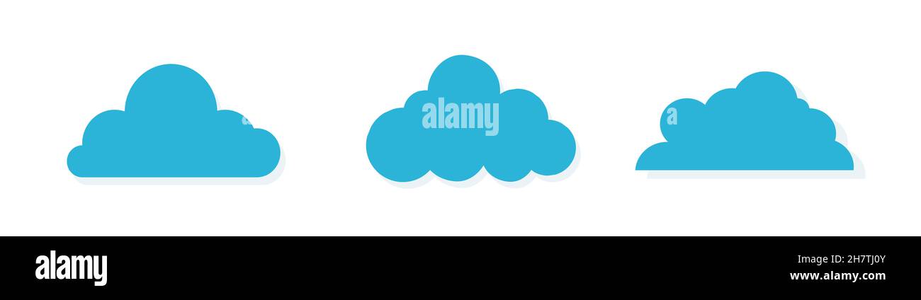 Cloud Icons Set in trendy flat style isolated on blue background. Cloud ...