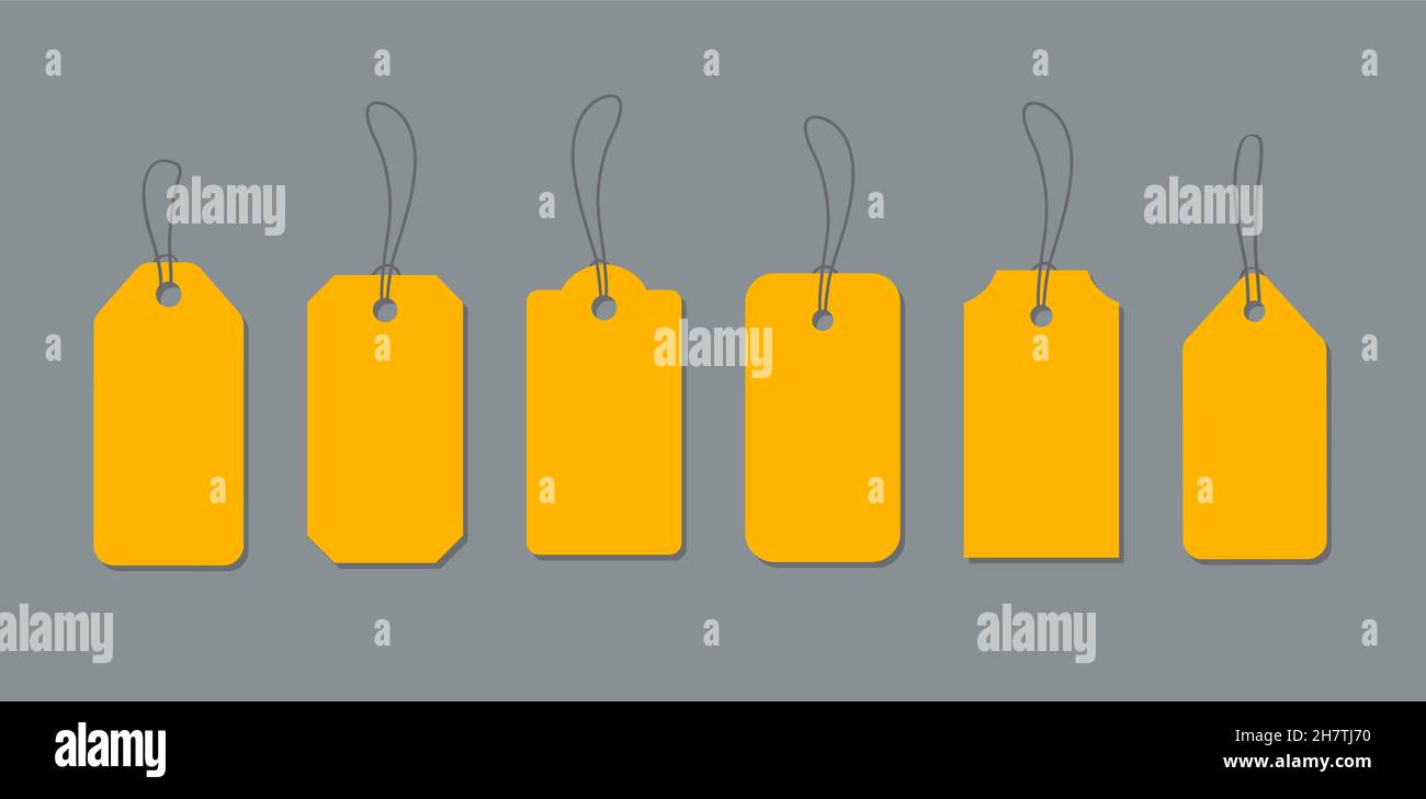 Yellow hanging price tags. Can be used for sales and promotions Stock