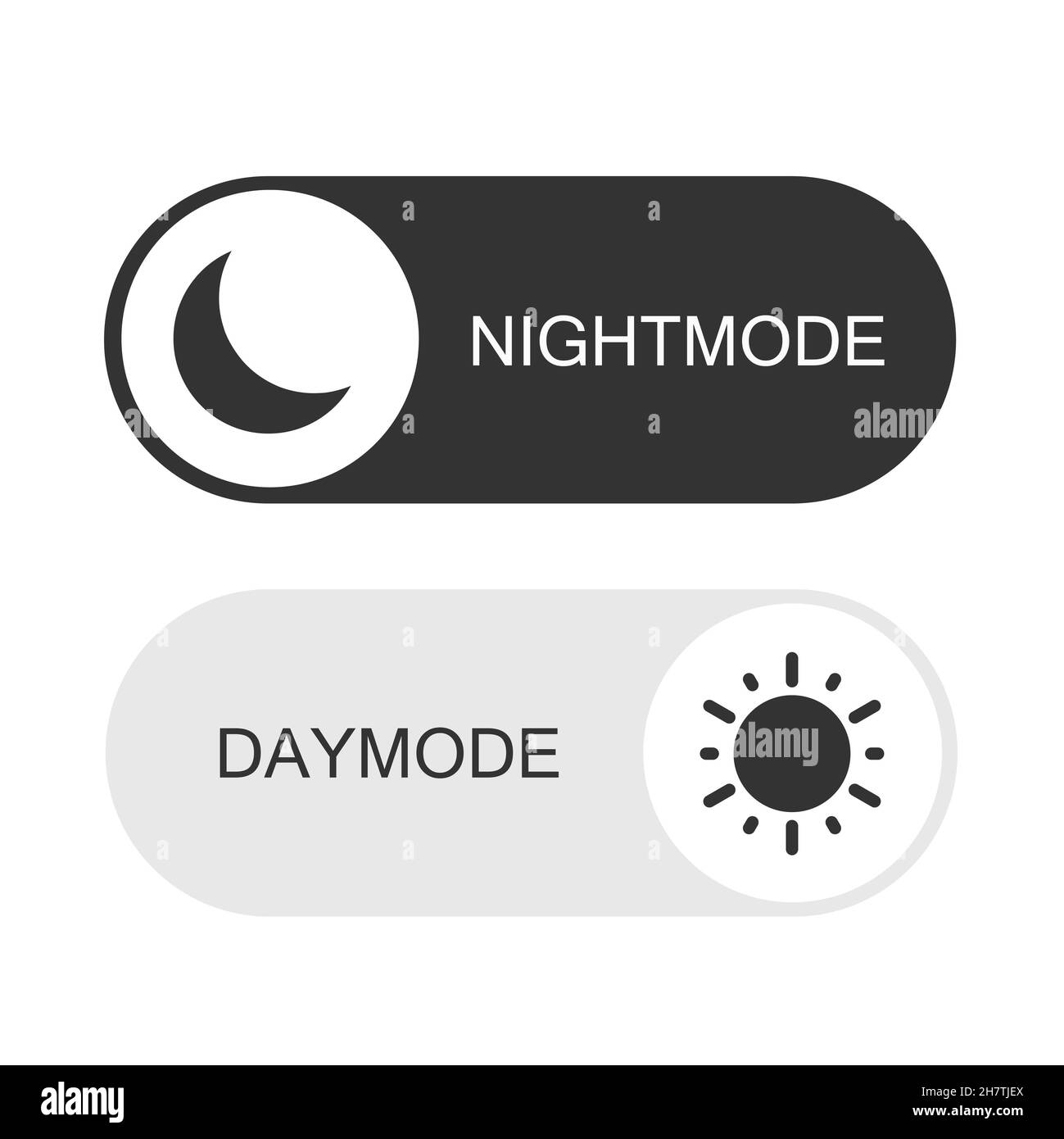 Day and Night Mode Switcher. On Off Switch Element for Mobile App, Web Design, Animation. Light and Dark Stock Photo