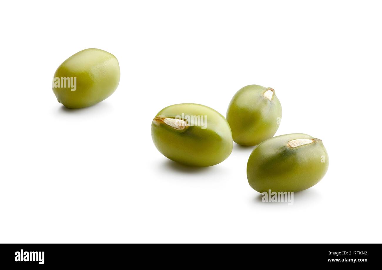Green mung beans isolated on white background - Clipping path included Stock Photo