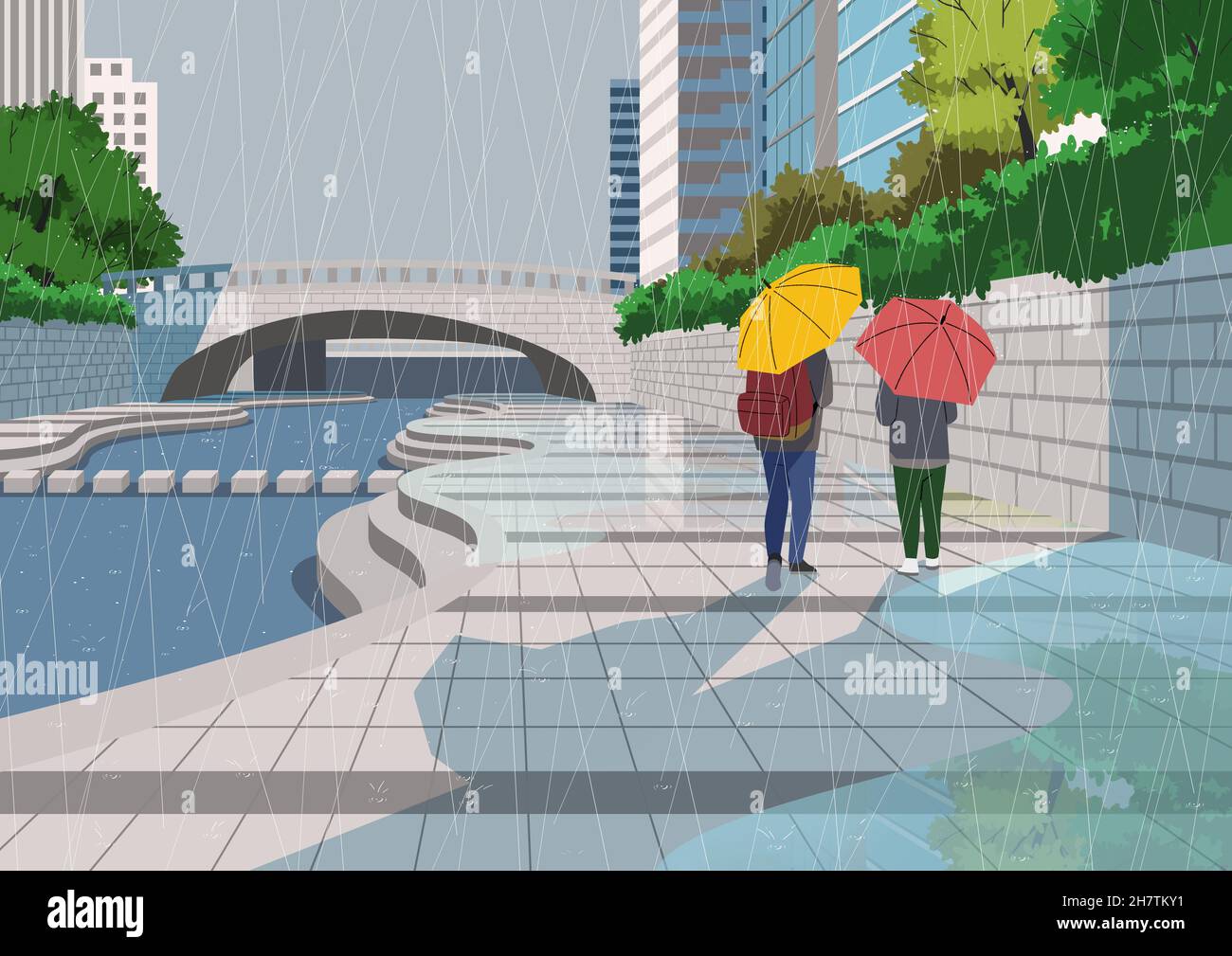 people with umbrella, rainy season in Korea Stock Photo Alamy