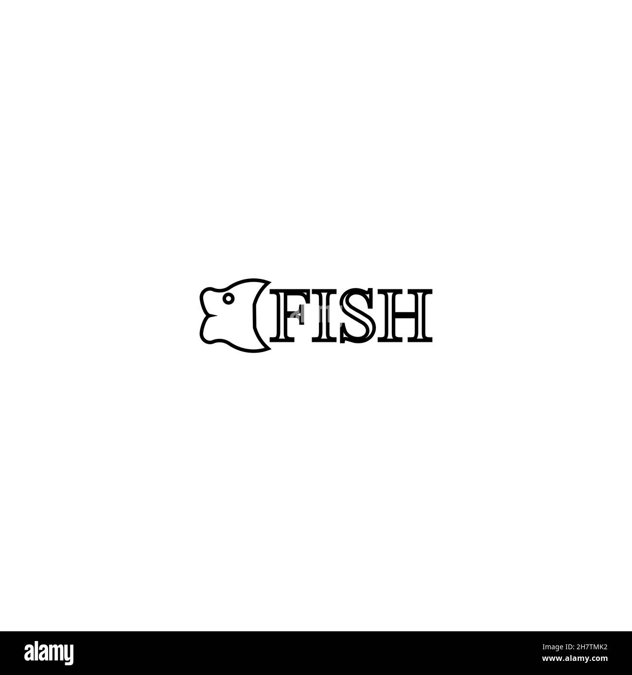 Fish line icon. Simple style Fish shop big sale poster background symbol. Fish company logo design element. T-shirt printing. Vector for sticker. Stock Vector