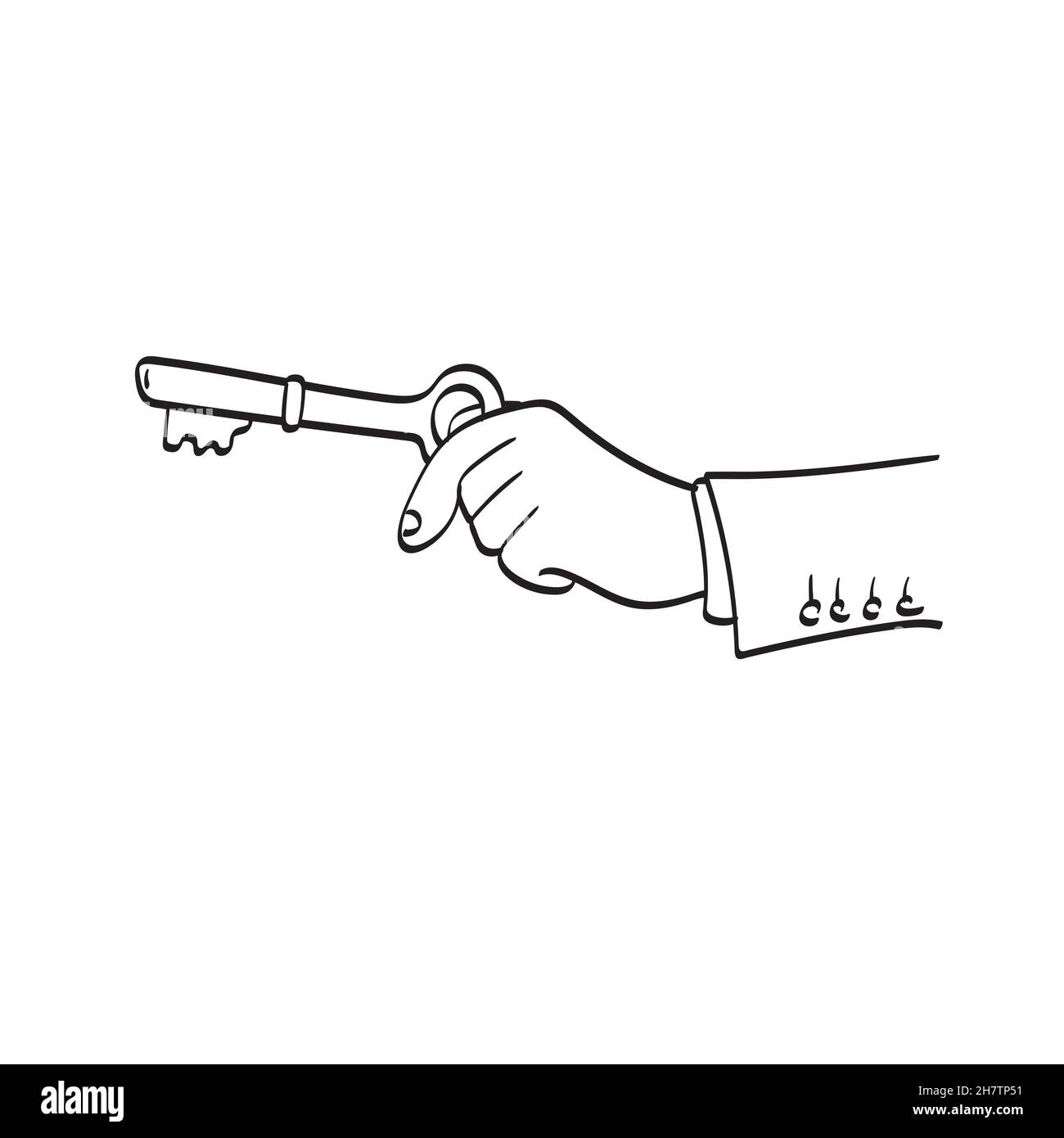 closeup hand of businessman holding key illustration vector isolated on ...