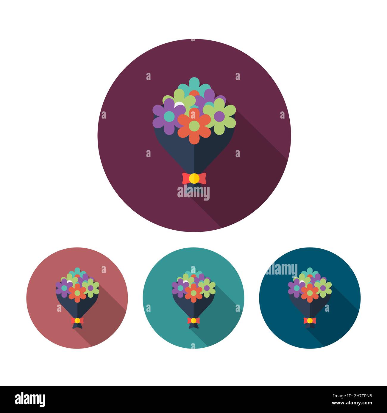 Bouquet flowers vector icon, flat design, long shadow, eps10 Stock Vector