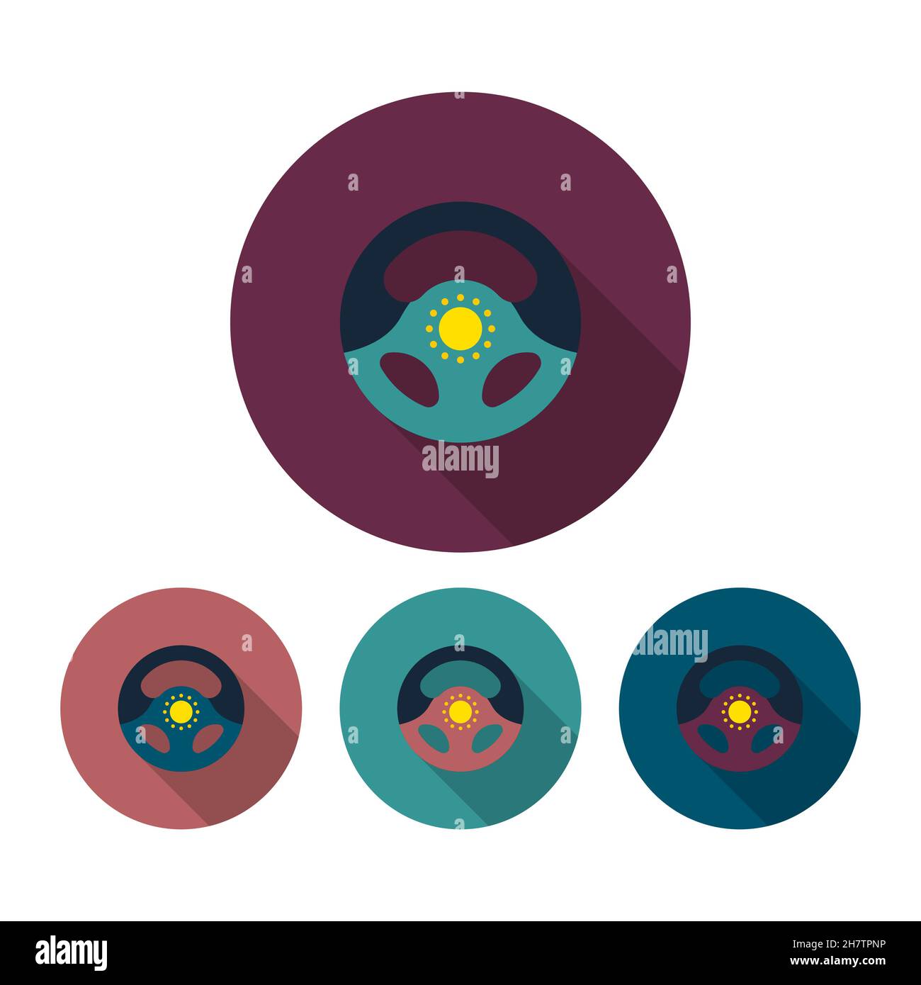 Racing steering wheel helmets vector icon, flat design, long shadow, circle, eps10 Stock Vector
