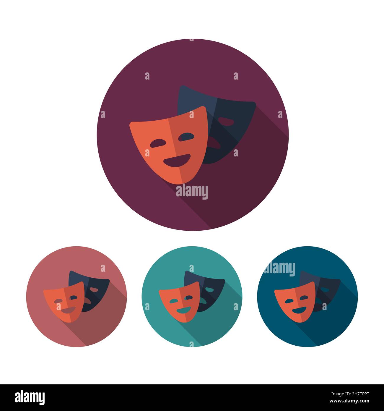Theater mask vector icon symbol, flat design, long shadow, eps10 Stock Vector