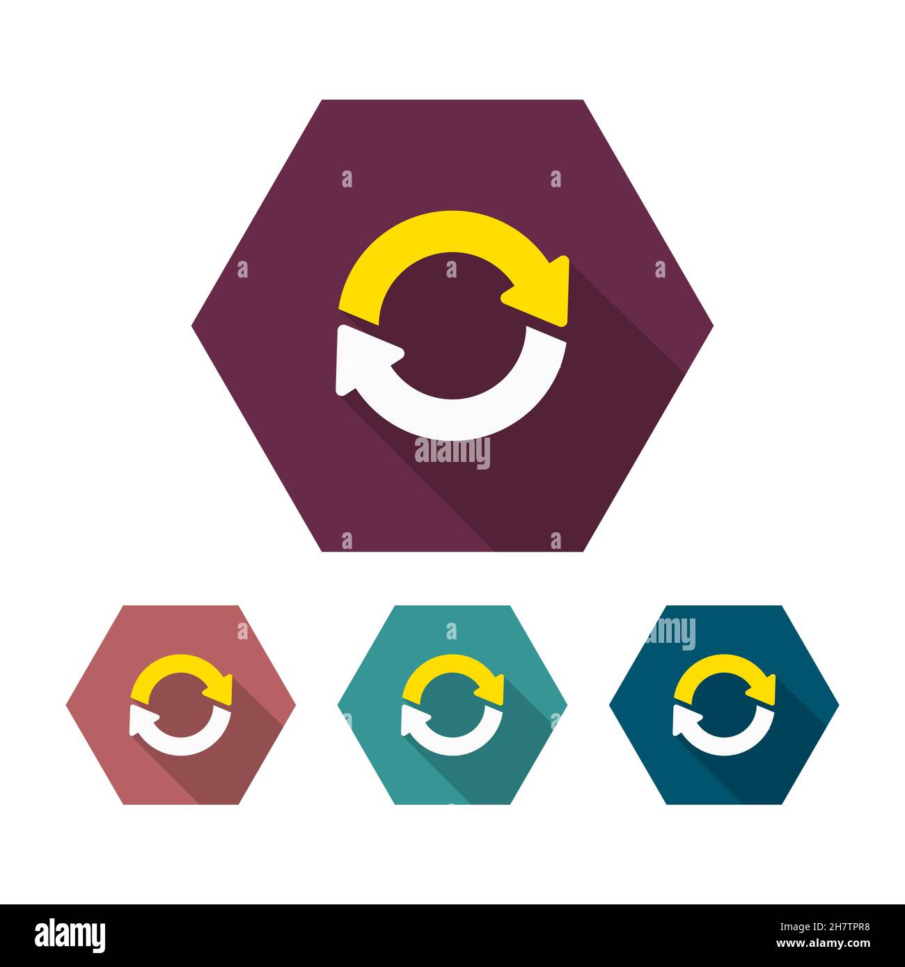 Sync vector icon symbol, flat design, long shadow, eps10 Stock Vector