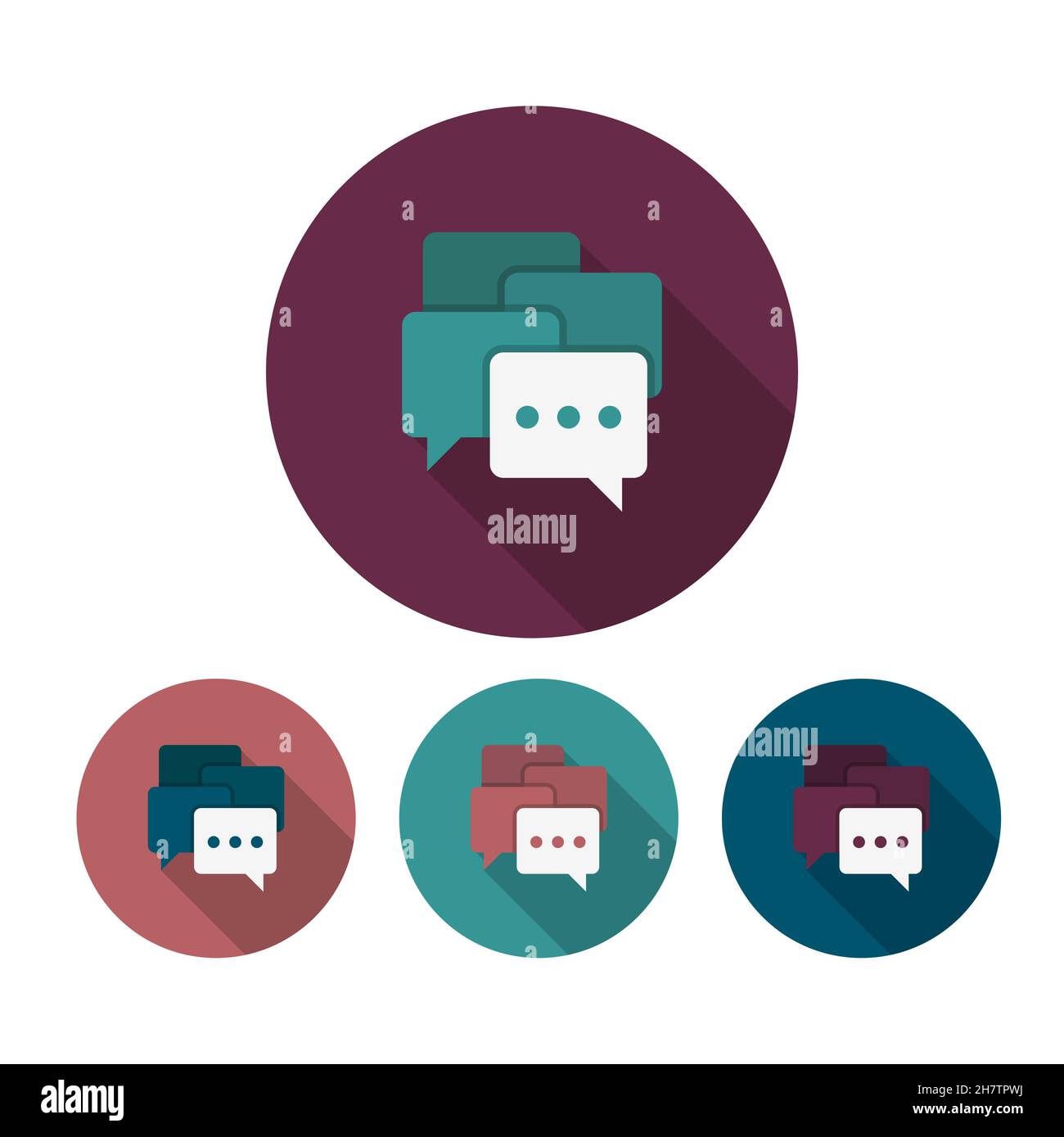 Speech bubble vector icon collection, flat design, long shadow, eps10 Stock Vector