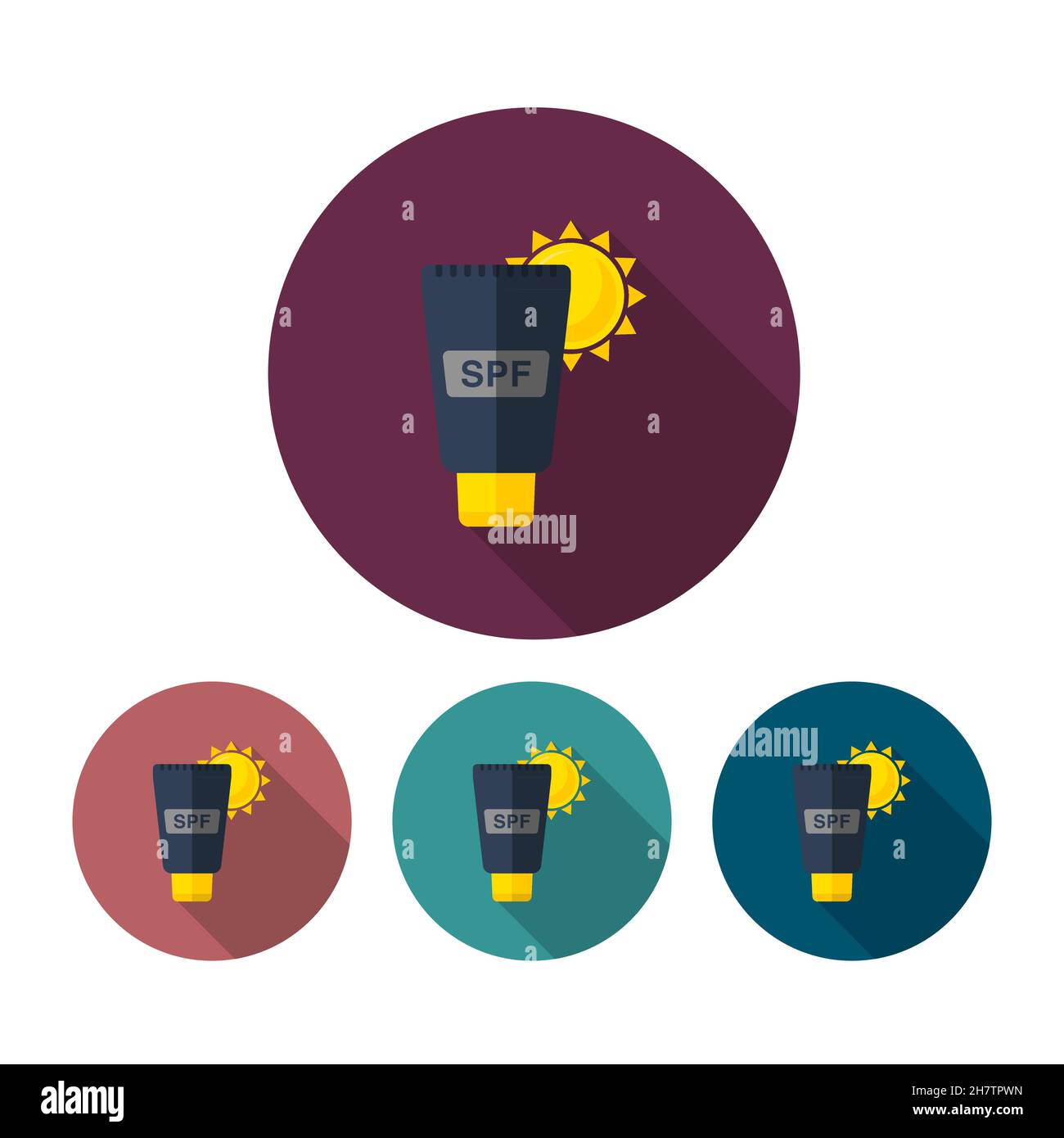 Sunscreen SPF vector icon flat design, long shadow, eps10 Stock Vector