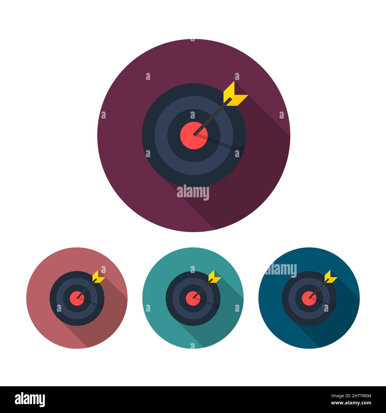 Target vector icon symbol, flat design, long shadow, eps 10 Stock Vector