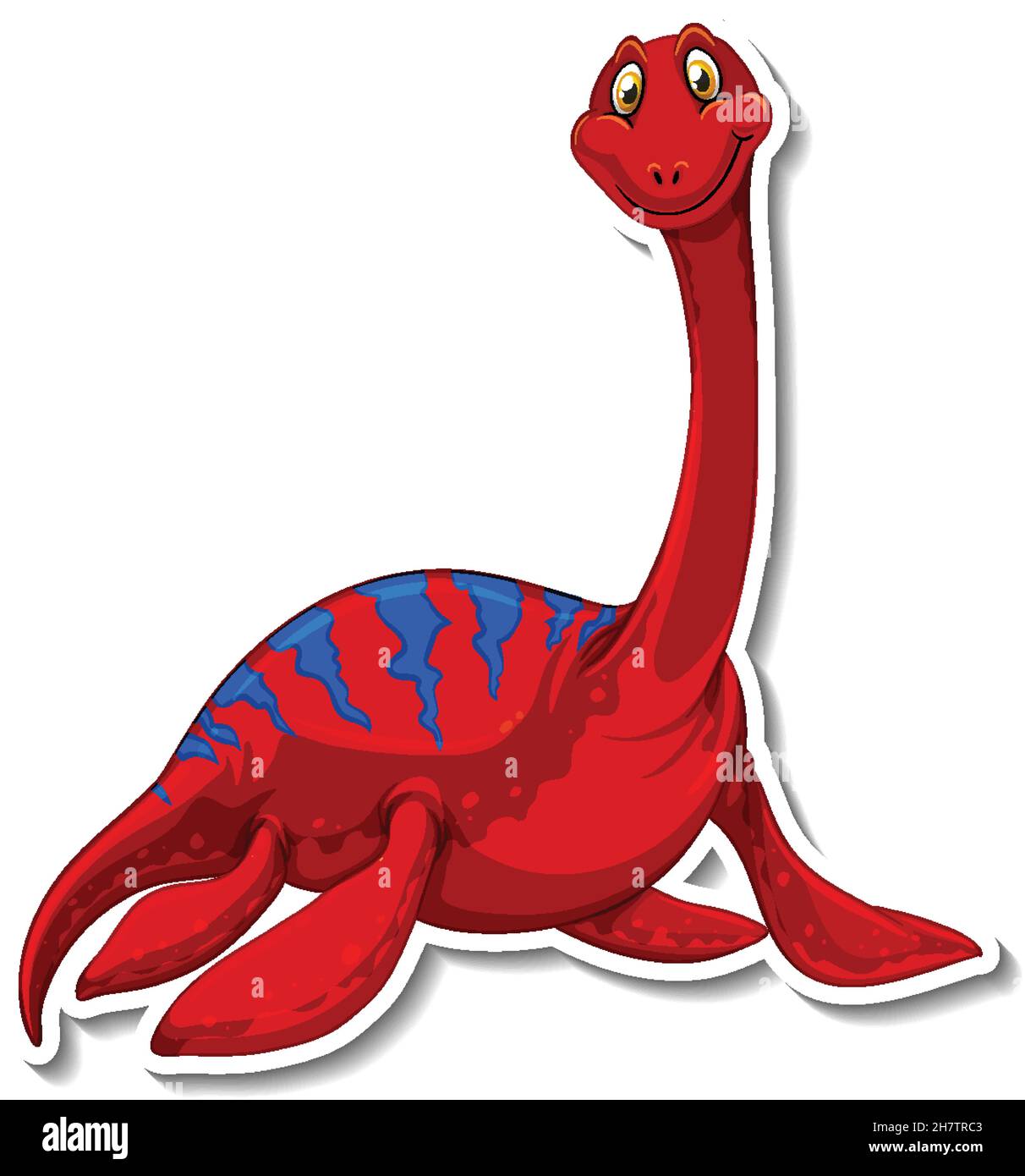 Elasmosaurus dinosaur cartoon character sticker illustration Stock ...