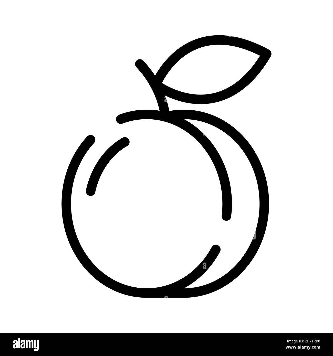 Peach icon. Flat pictogram for web. Line stroke. Simple symbol isolated
