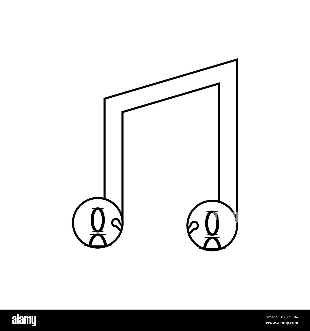 Duet line icon. Simple style karaoke festival poster background symbol. Singer duet logo design element. T-shirt printing. Vector for sticker. Stock Vector