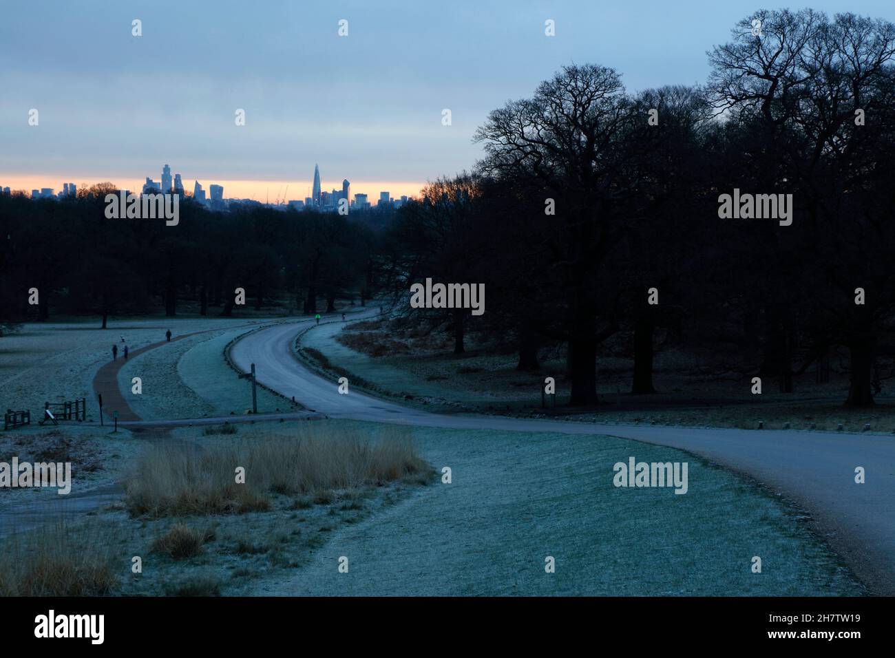 View of the City of London from Sawyer’s Hill, Richmond Park, London, UK Stock Photo