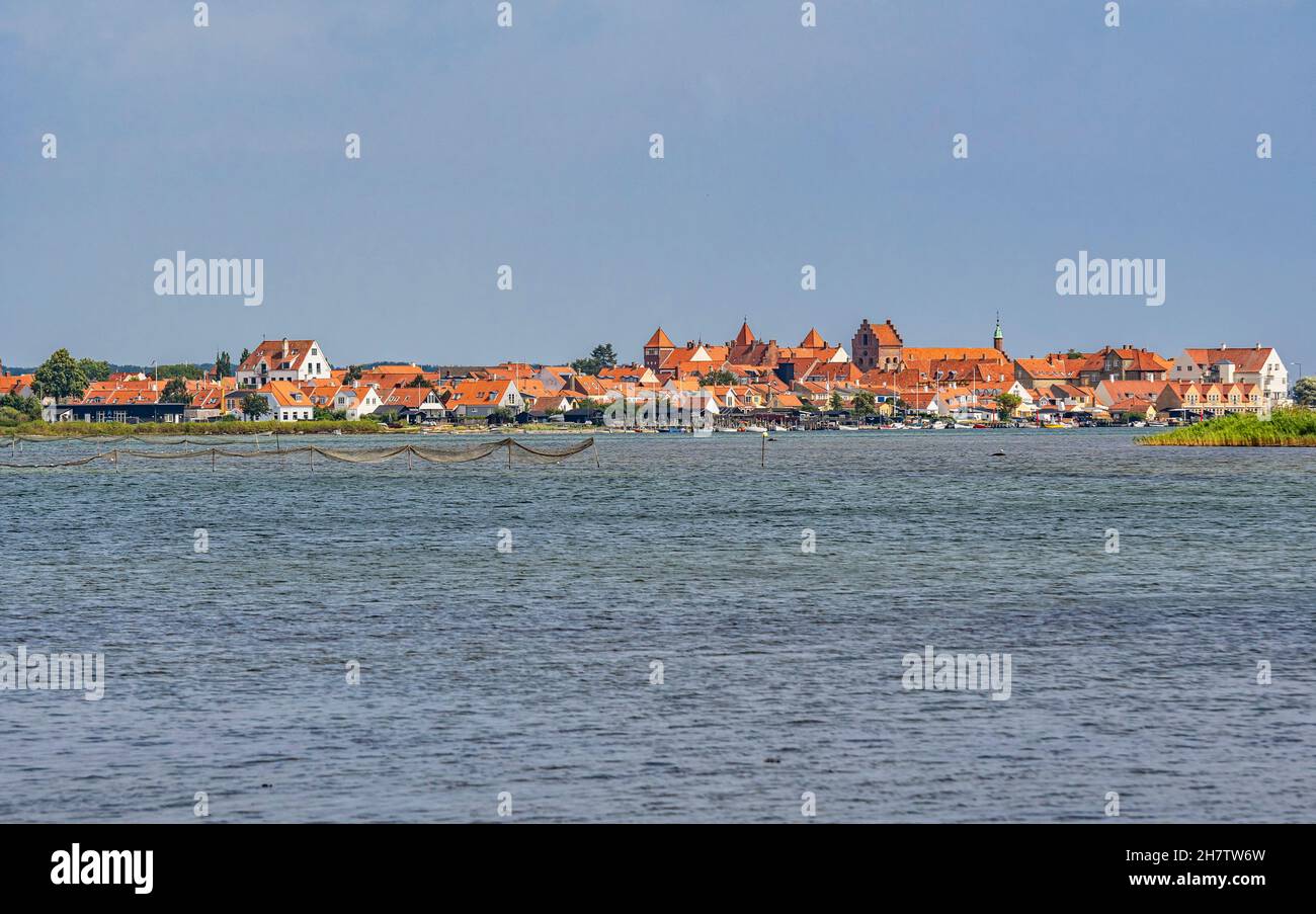 The outline of the city of Kerteminde seen from the Kerteminde fjord. Kerteminde, Funen, Denmark, Europe Stock Photo