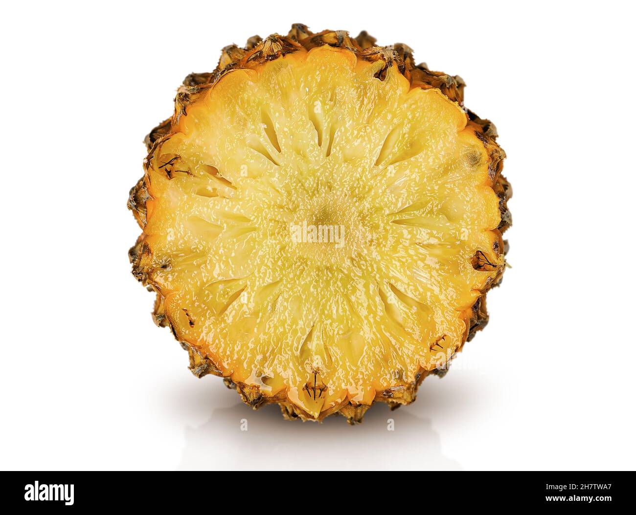 Half of pineapple slice side view isolated on white background Stock Photo