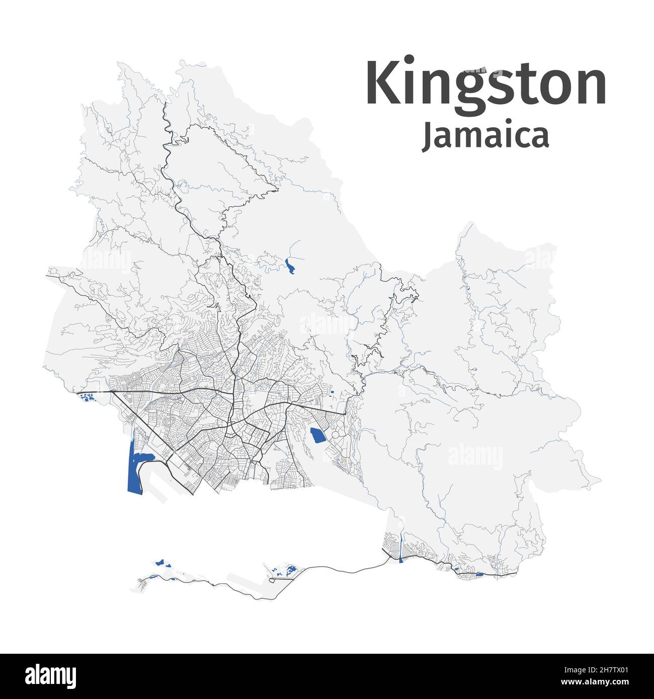 Kingston vector map. Detailed map of Kingston city administrative area