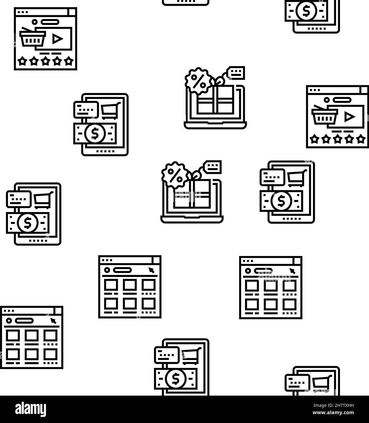 Ecommerce And Online Shopping Vector Seamless Pattern Stock Vector ...