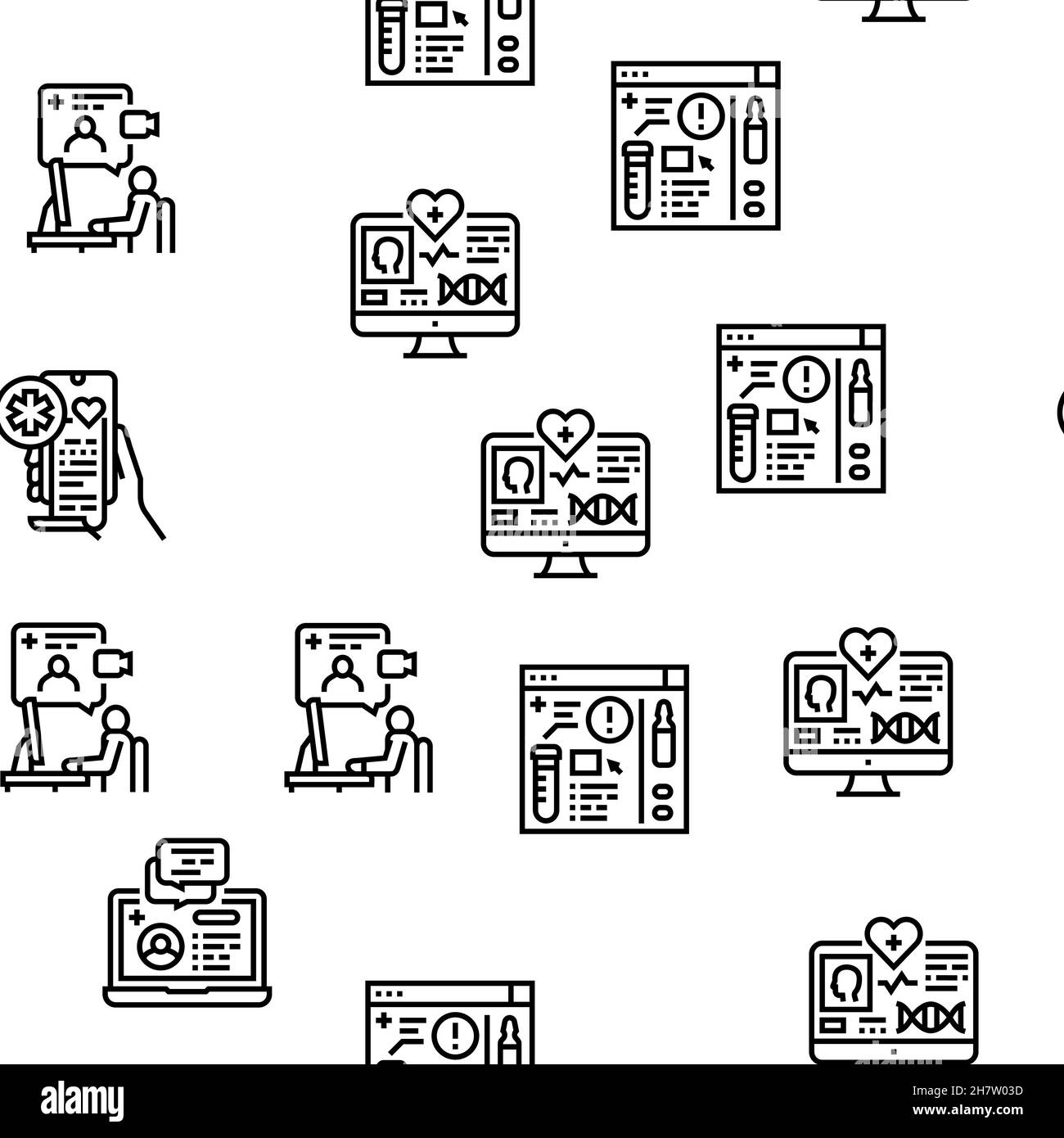 Telehealth Medicine Treatment Vector Seamless Pattern Stock Vector
