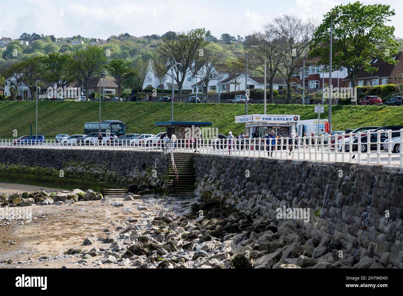 Rhos on Sea North Wales coast looking towards the popular food kiosk The Cayley Stock Photo