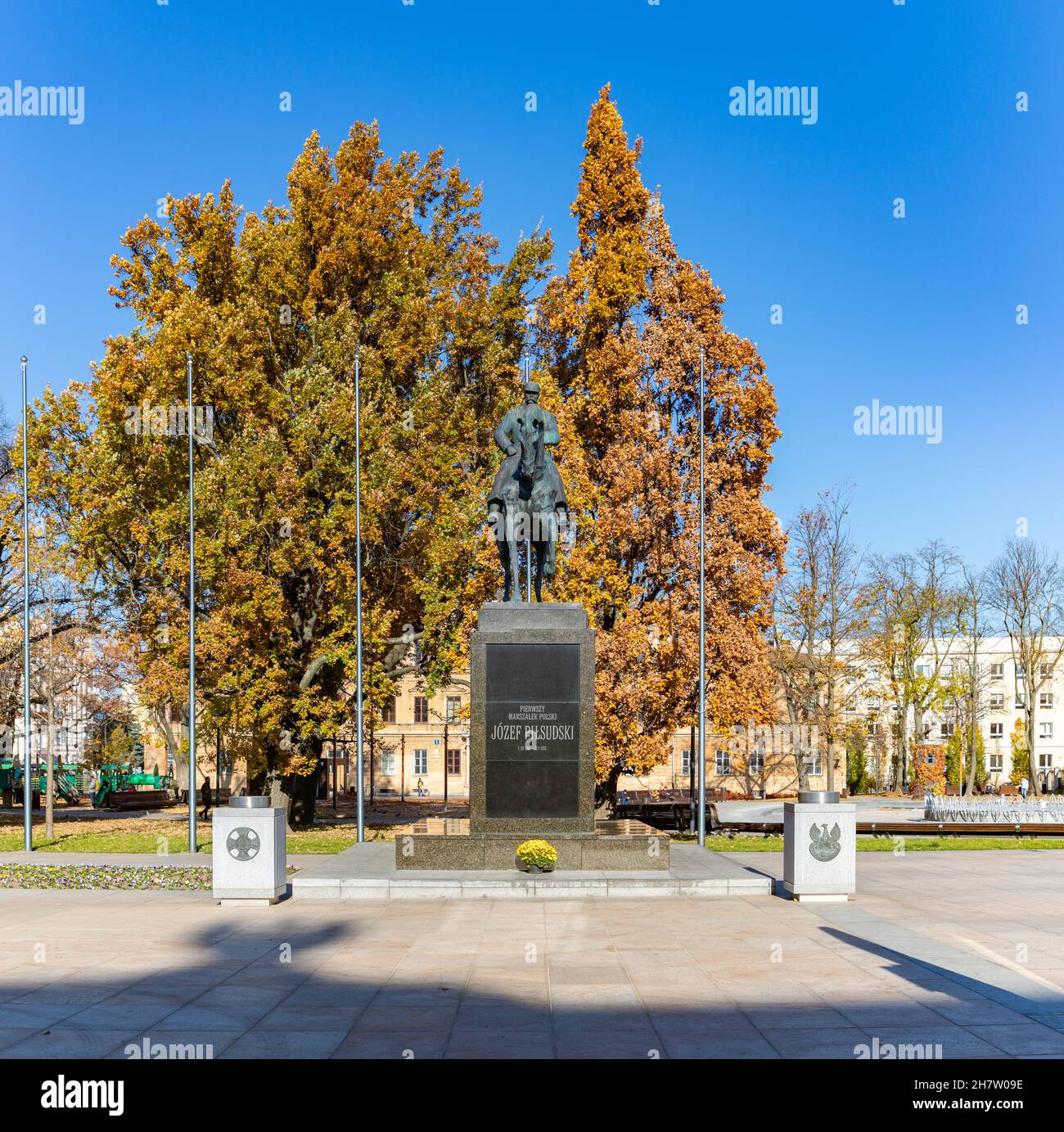 A picture of the Monument to Józef Piłsudski at the Lithuanian Square (Lublin). Stock Photo