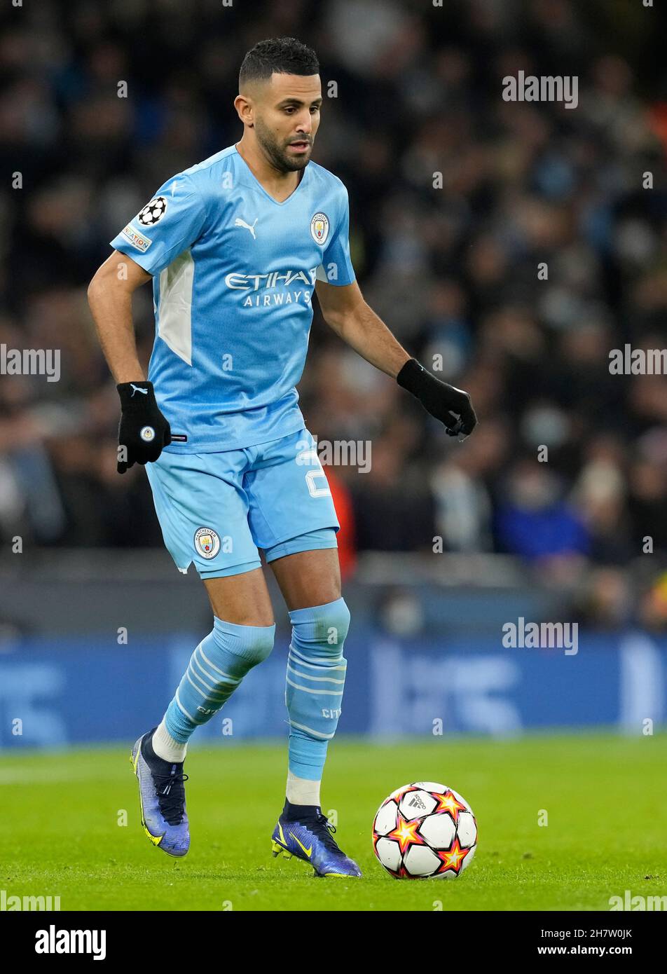 Manchester, England, 24th November 2021. Riyad Marhez of Manchester City during the UEFA Champions League match at the Etihad Stadium, Manchester. Picture credit should read: Andrew Yates / Sportimage Stock Photo