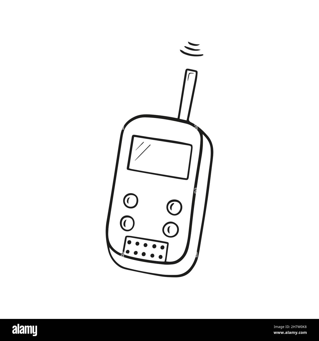 vector linear walkie-talkie icon, doodle element tourist. Stock Vector