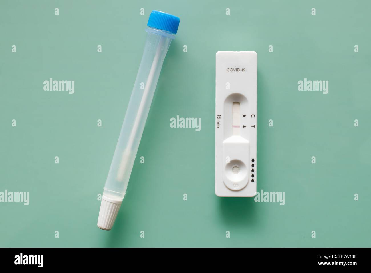 Rapid antigen test 15 minutes covid 19 with positive result Stock Photo ...