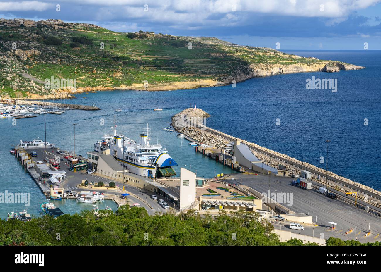 Hafen von Mgarr mit Fährterminal, Insel Gozo, Malta, Europa Stock Photo