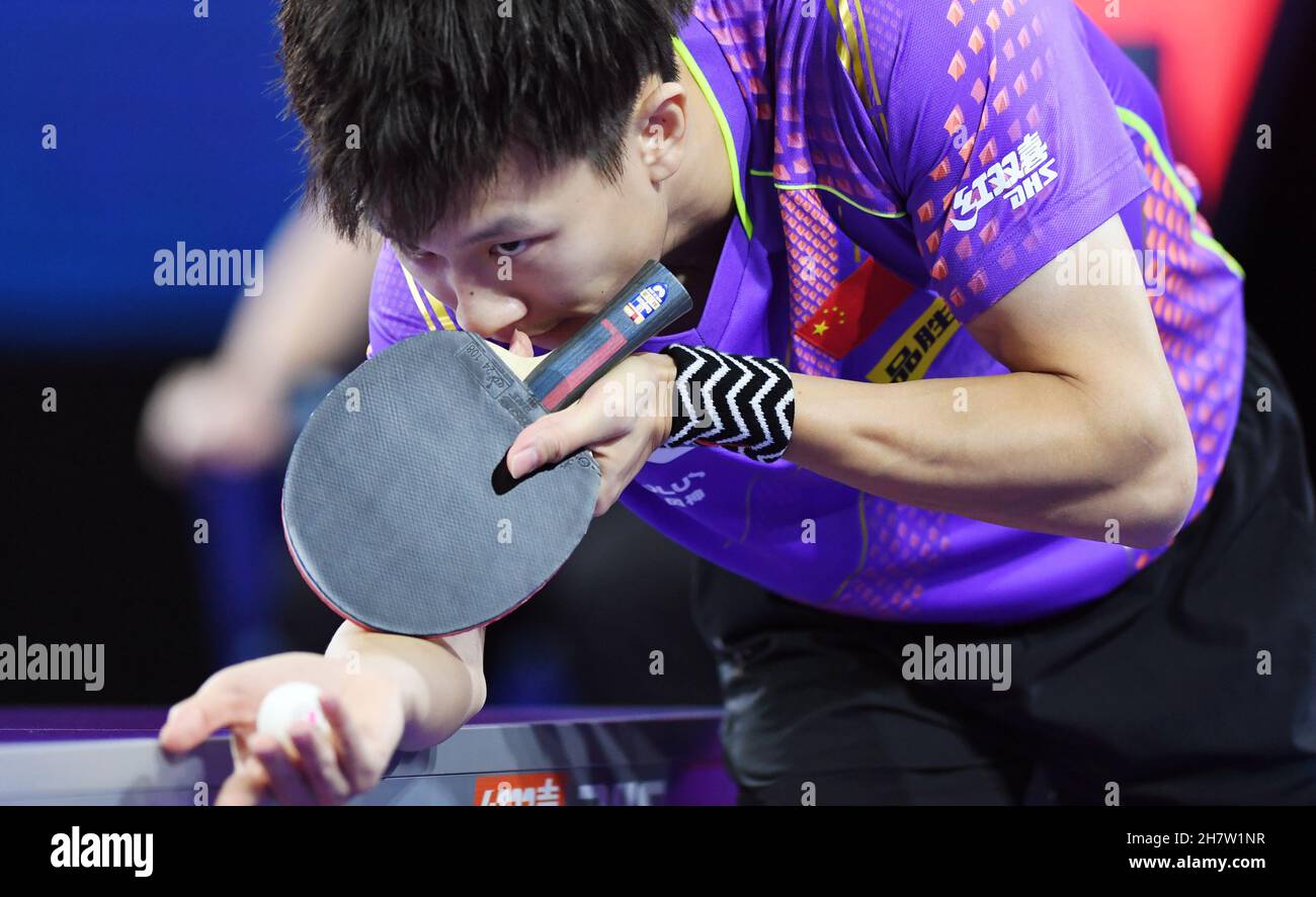 Houston. 24th Nov, 2021. Lin Gaoyuan of China serves during the men's  singles round of 64 match against Anton Kallberg of Sweden at 2021 World  Table Tennis Championships Finals in Houston, the