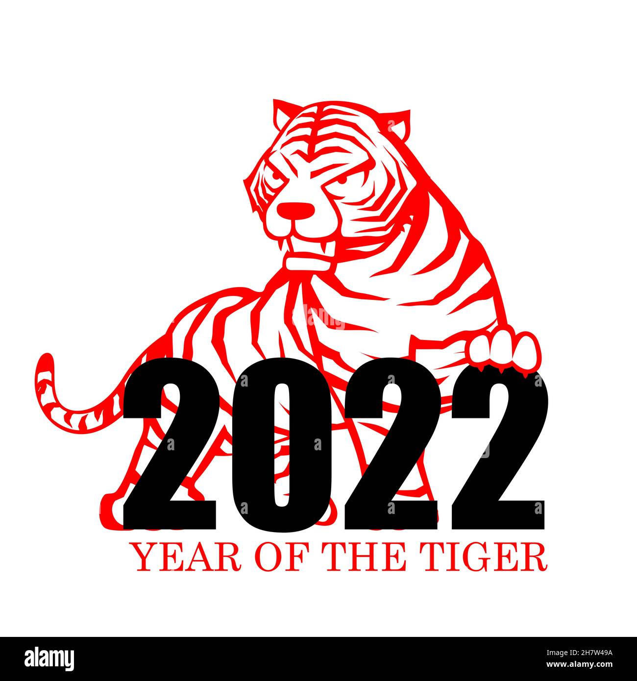 Happy new year 2022 the year of tiger, Chinese zodiac with 2022 number for happy  new year greeting card, on the white background vector illustration Stock  Photo - Alamy