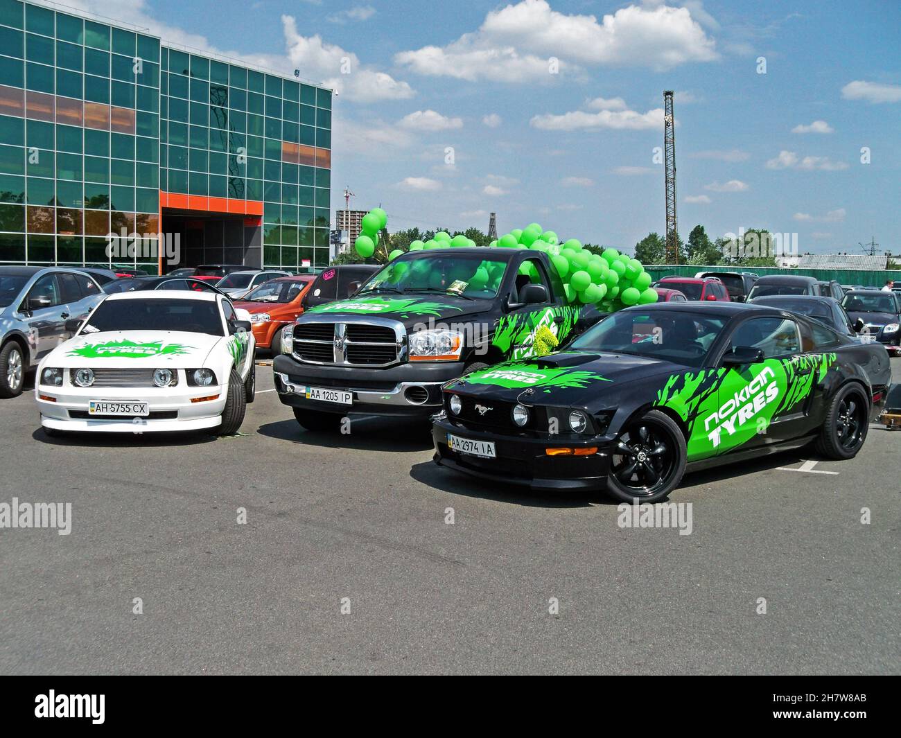 Kiev - Ukraine, 22 May 2011, Two Ford Mustang and SUV Dodge Ram. Tuning.  Supercar. Editorial photo Stock Photo - Alamy