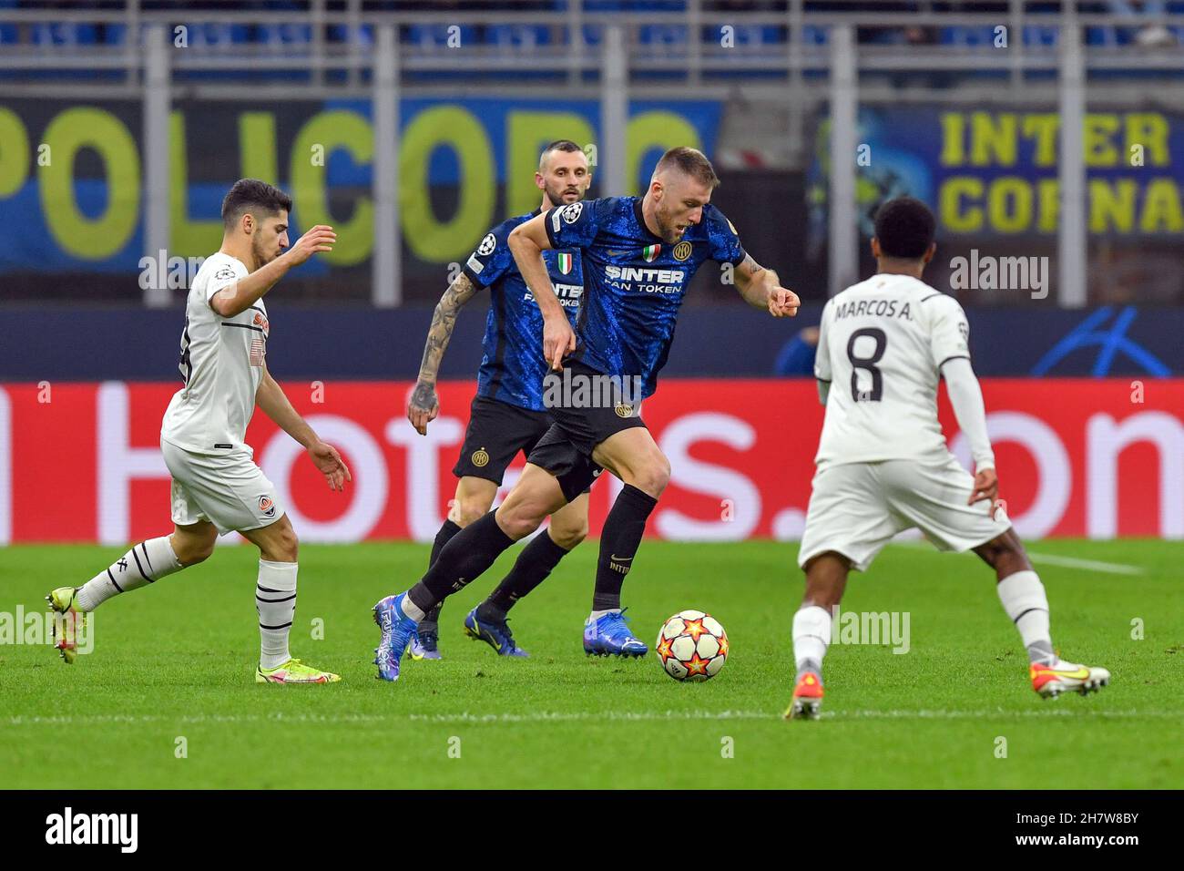 Milano, Italy. 24th Nov, 2021. Milan Skriniar (37) of Inter seen during the UEFA Champions League match between Inter and Shakhtar Donetsk at Giuseppe Meazza in Milano. (Photo Credit: Gonzales Photo/Alamy Live News Stock Photo