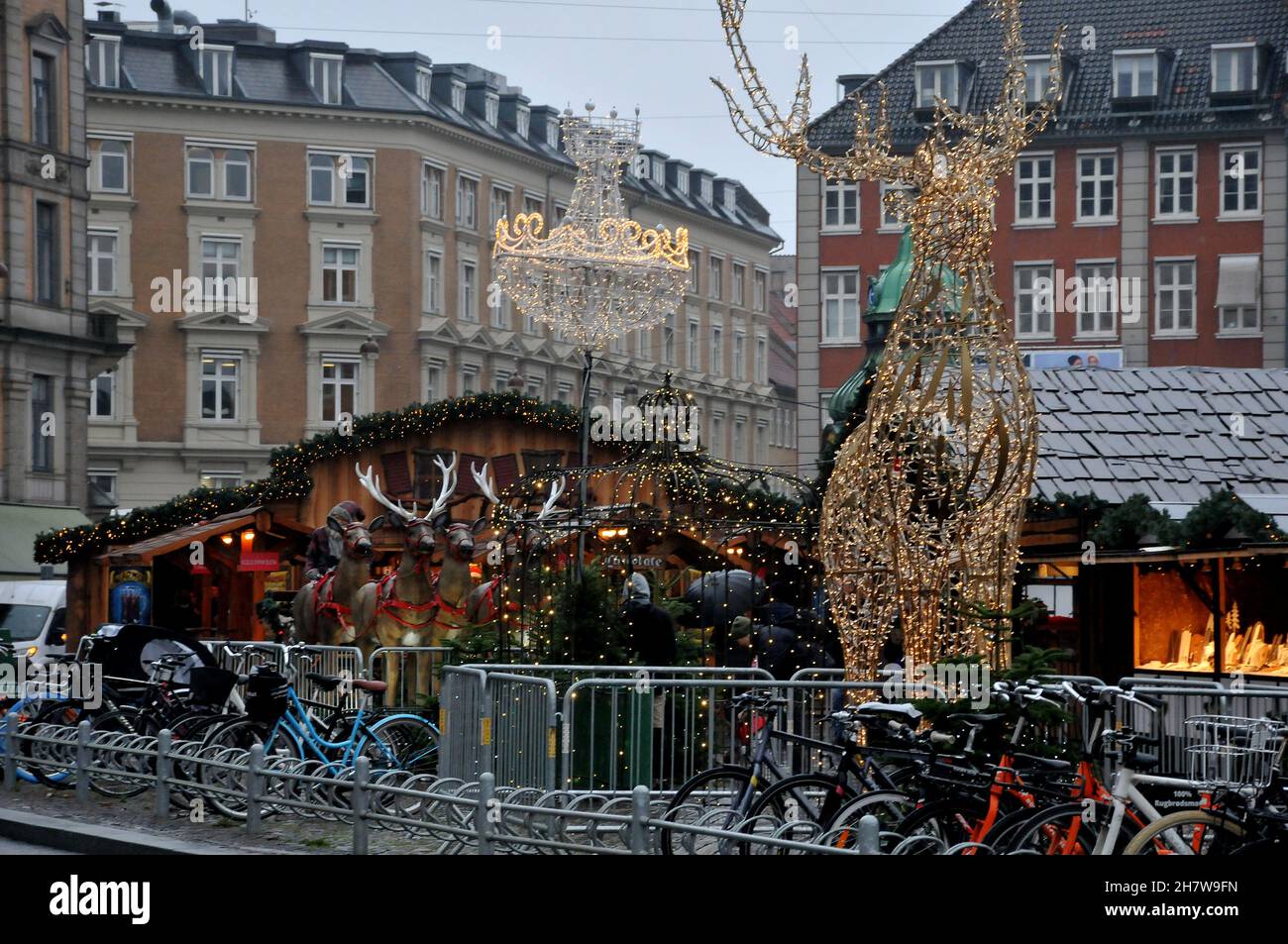 Denmark In November Copenhagen/Denmark./25 November 2021/ Visitors at Christmas market at ...