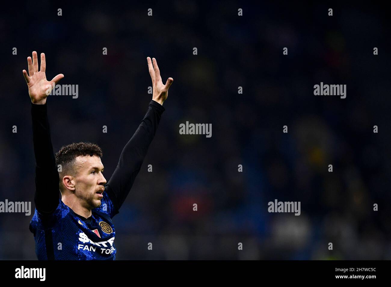 Milan, Italy. 24 November 2021. Ivan Perisic of FC Internazionale gestures during the UEFA Champions League football match between FC Internazionale and FC Shakhtar Donetsk. Credit: Nicolò Campo/Alamy Live News Stock Photo