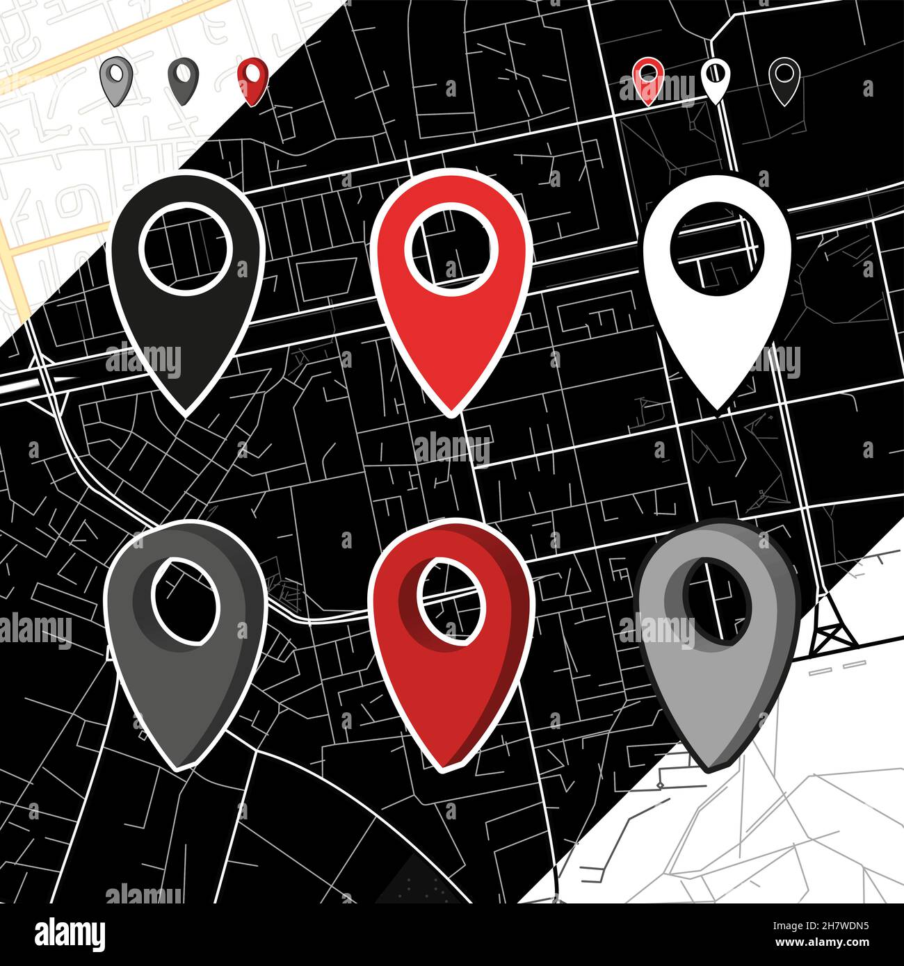 Collection of Pointers on map Vector Illustration. Usual icons for ...