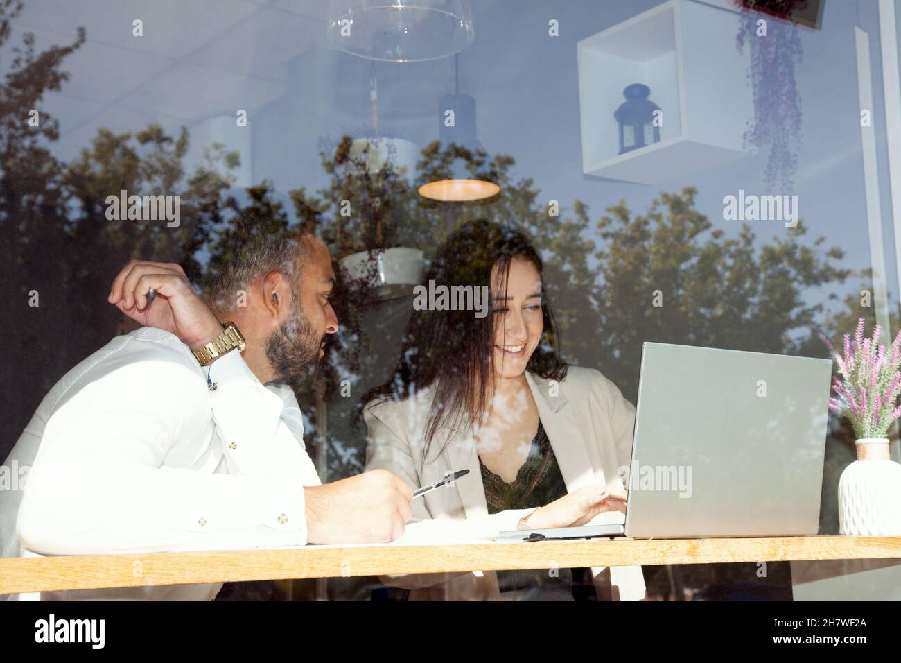 Meeting in coffee shop. People through the looking glass. Showcase. Job