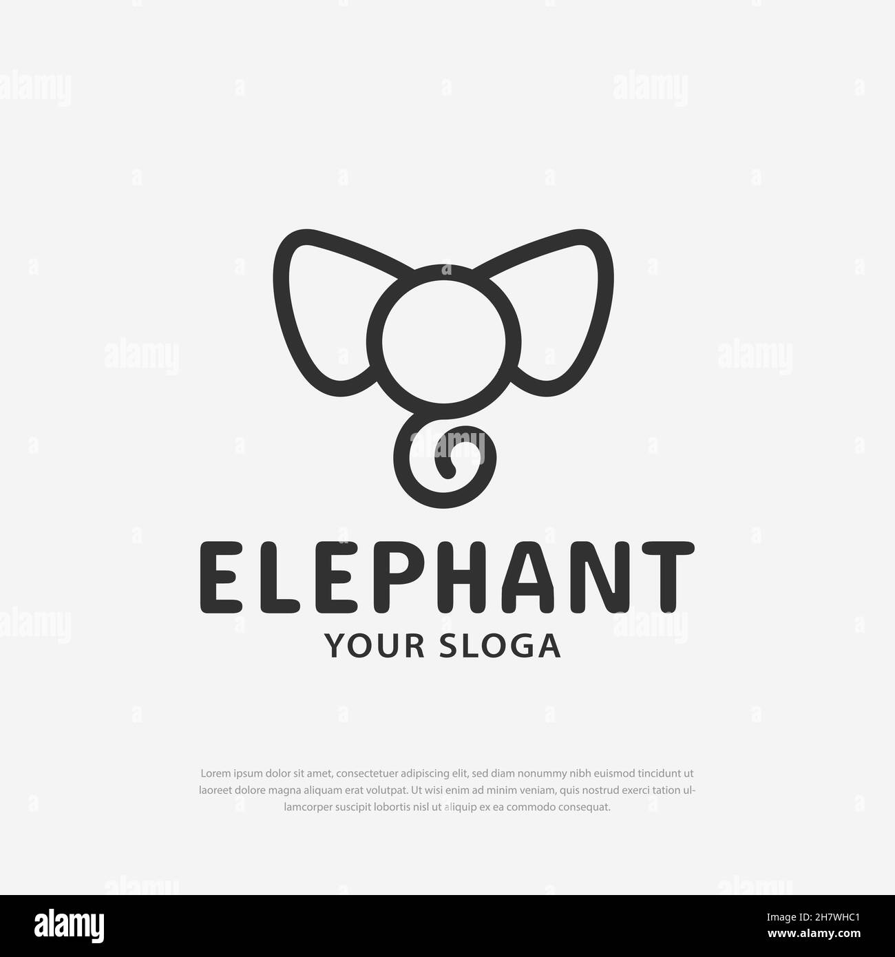 Simple line elephant logo vector icon illustration shaped tie, symbol, icon, premium Stock Vector