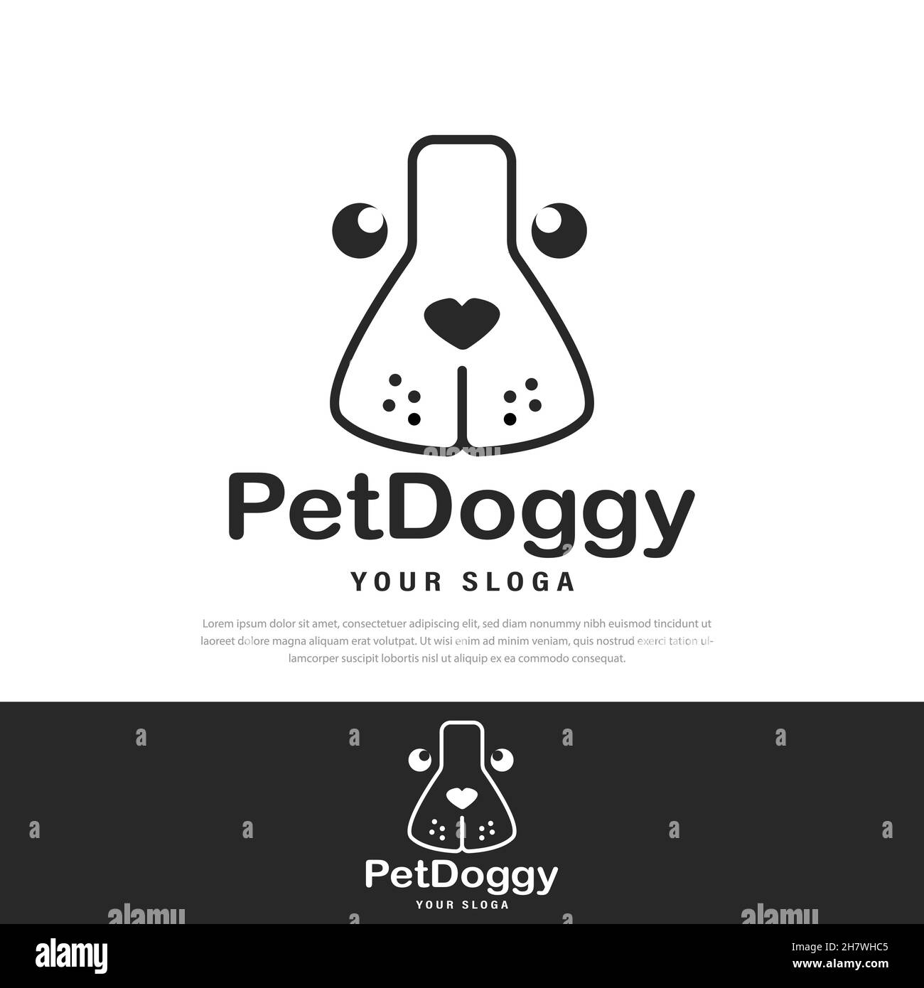 Dog head icon. Flat style. Cartoon dog face. Simple silhouette vector