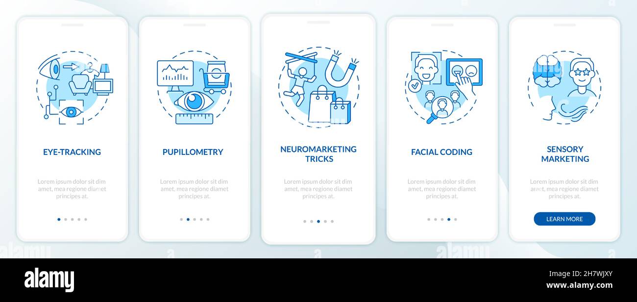 Neuroscience techniques onboarding mobile app page screen Stock Vector