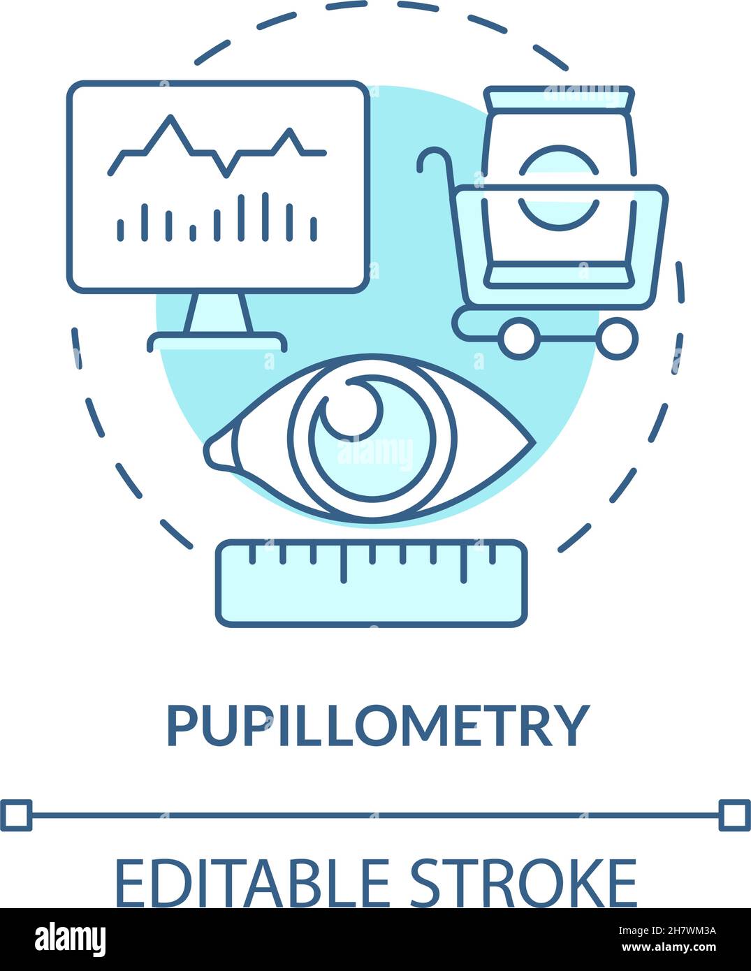 Pupil measurement concept icon Stock Vector
